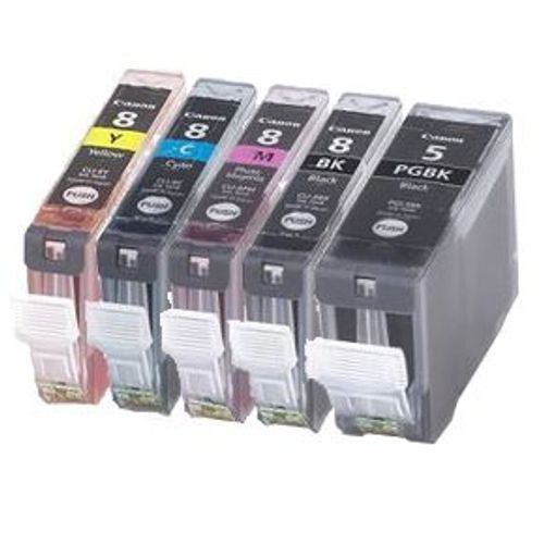 5x Cartouches D'encre Compatibles - Avec Puce Pour Remplacer Cli8 / Pgi5 - Cyan / Magenta / Yellow / Black Pour Canon/Pixma Mp500 Mp600 Mp610 Mp830 Mp950 Mp960 Mp970 Mx850 Mp800r