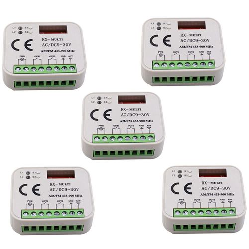 5X Rcepteur de Tlcommande de Porte de Garage Commutateur de Contr?leur 2 Canaux pour metteur 433 868 MHz RX Multifrquence 433-900MHZ
