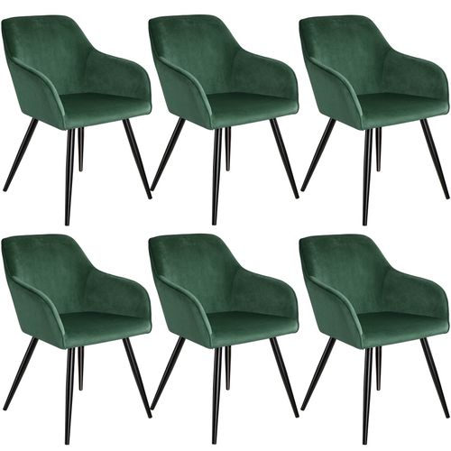 6 Chaises Marilyn Design En Velours Style Scandinave - Vert Fonc/Noir