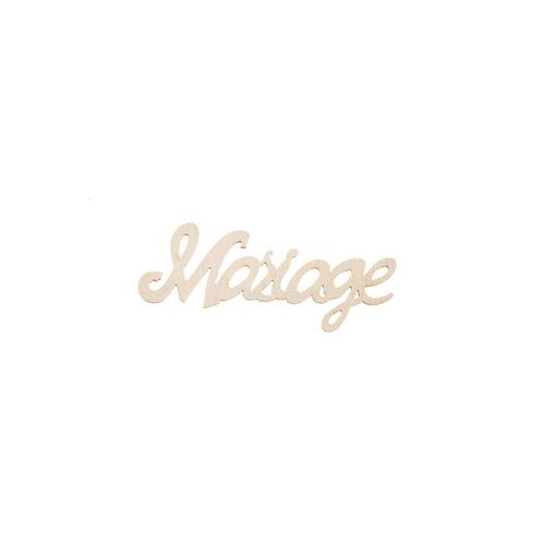 6 Dco Bois Mot Mariage 6x2cm Blanc