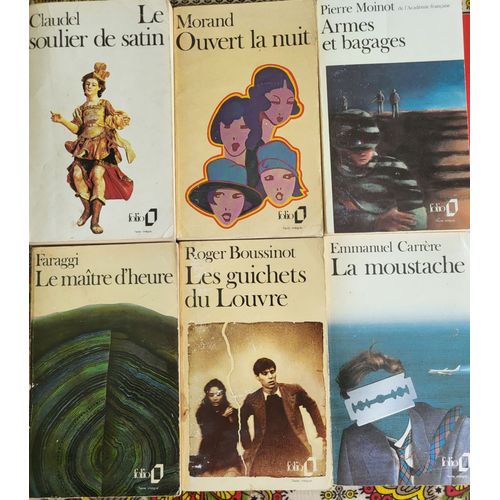 6 Livres Varis De : Emmanuel Carrre, Roger Boussinot, Claude Faraggi, Pierre Moinot, Paul Morand, Paul Claudel . Editions Folio