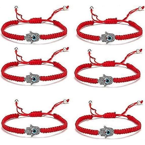6 Pcs Mauvais ?il Fil Kabbale Bracelets Hamsa Main Tiss  La Main Rglable Corde Rouge Cordon Fil Tress Bracelet Fatima Main Ancienne Amiti Charme A