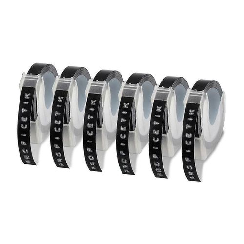 6 pcs Ruban dtiquette compatible avec Dymo Embossing Label Tape compatible avec Dymo Label Maker 1880 Motex E-101 9m