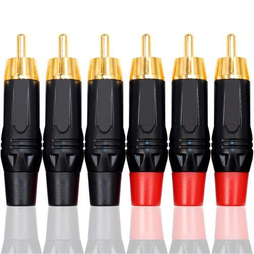 6 Pices Fiches Mles RCA,Fiches  Souder Plaques or Phono Audio,Connecteur de Cble Jack RCA