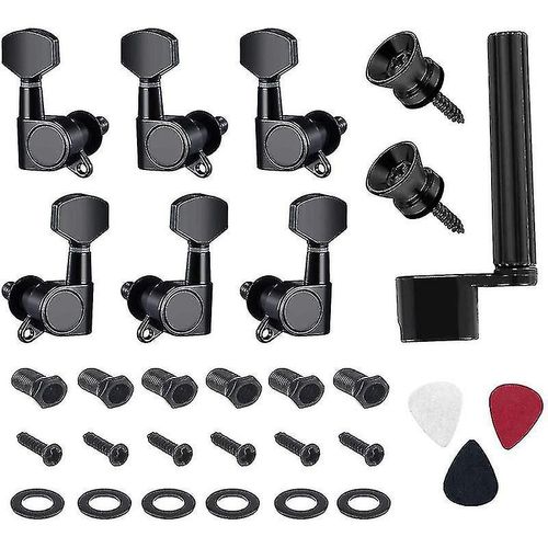 6 Pices Guitar String Tuning Pegs Keys 3 Gauche 3 Bouton De Tte De Machine De Guitare Droite Avec Bouton De Sangle