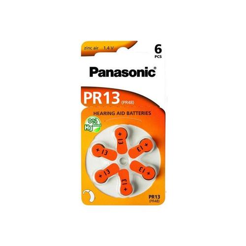 6 Piles Pour Appareil Auditif Panasonic Zinc-Air Pr13 0% Mercury/Hg - Orange