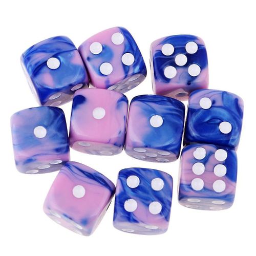 6-Sided Game Dice 16mm Dice For Board Games And Teaching Math Pink+Blue