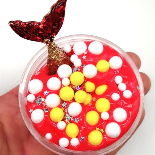 60 Ml Slime Diy Sirne Coton Boue Mousse Boule Ocean Cristal Decompression Boue Diy Cadeau Jouet, Rouge