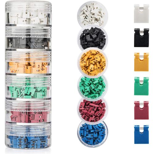 600 Pieces Standard Computer Jumper Caps Header Pin Shunt Short Circuit 2P Connector Open Top 2.54mm. Suitable for Arduino Raspberry Pi PCB PC DVD HDD Motherboard Shorting and Other Items.