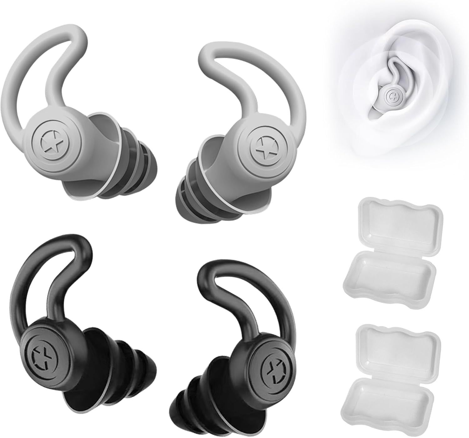 2 Paires Bouchons Doreilles Anti Bruit, Bouchon D'oreille Pour Dorm...