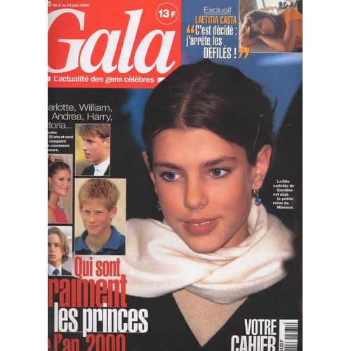 Gala / 08-06-2000  N° 365 : Laetitia Casta (7p) - André Agassi (2p) - Kim Basinger (1p) - Cecilia Cara / Damien Sargue (2p) - Andrea Et Charlotte Casiraghi (2p) - Adriana Karembeu (2p) -