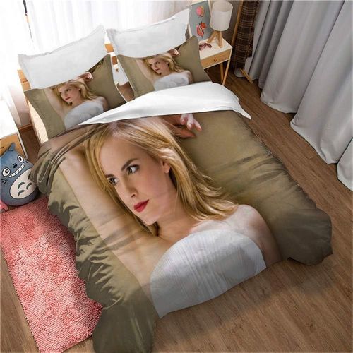 Parure De Lit Ste-X, Housse De Couette Emma Watson, Microfibre, Avec 2 Taies D'oreiller 50 X 75 Cm, Photo