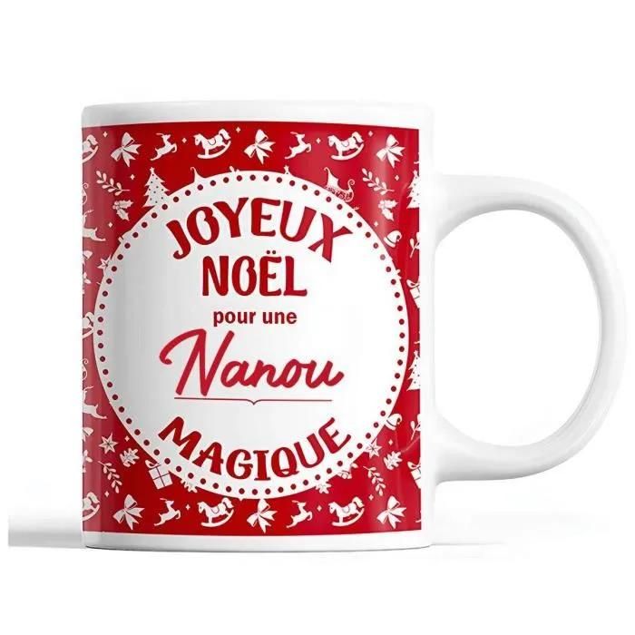 Tasse Noël Nanou Femme Rouge | Mug Prénom Idée Cadeau Secret Santa
