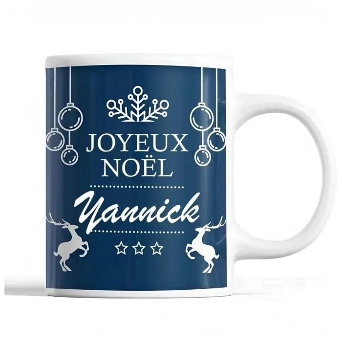 Tasse Noël Yannick Bleu | Mug Prénom Idée Cadeau Secret Santa