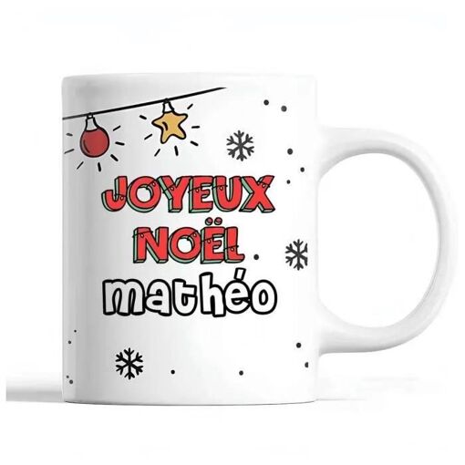 Tasse Noël Mathéo | Mug Homme Prénom Idée Cadeau Secret Santa
