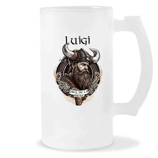 Chope De Bière - Planetee - Luigi Design Viking - Verre Givré - 470ml - Imprimé Qualité Aaa