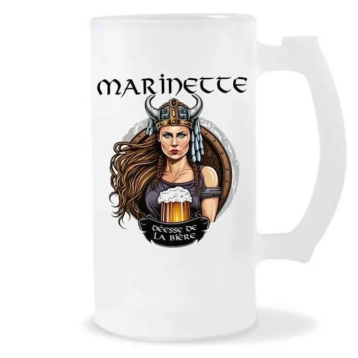 Chope De Bière Prénom Marinette Femme Viking Valkyrie Design Guerrière| Verre À Bière Pinte Cadeau Apéro Humour Alcool