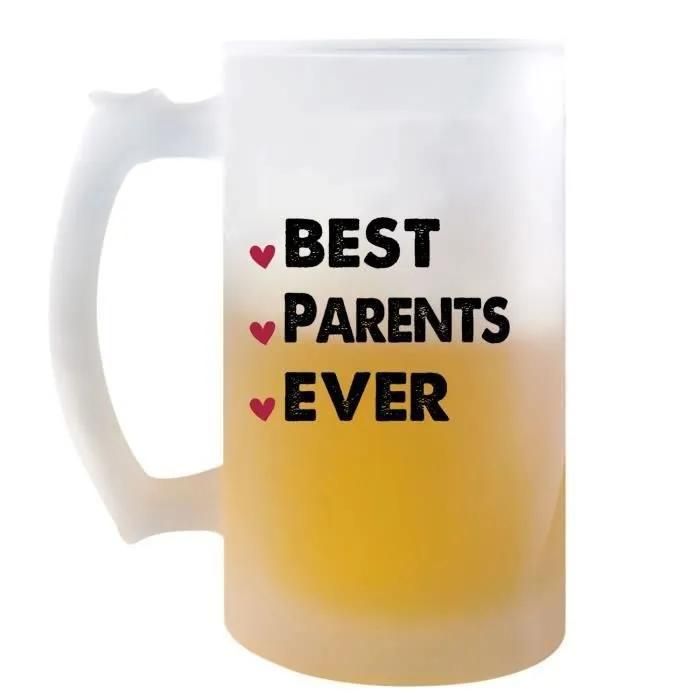 Chope De Bière Best Parent Ever | Idée Tasse Cadeau Famille Fête Des Pères Fête Des Mères Anniversaire Noël Pinte Cervoise