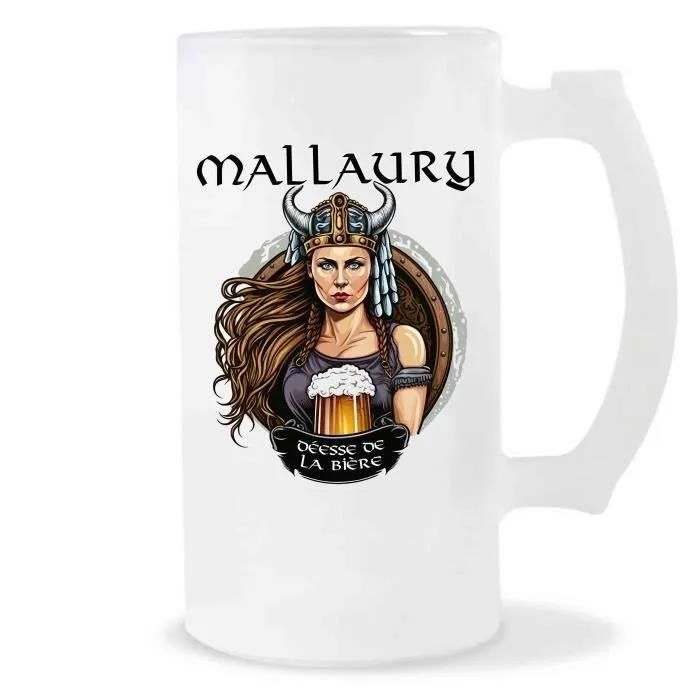 Chope De Bière Prénom Mallaury Femme Viking Valkyrie Design Guerrière| Verre À Bière Pinte Cadeau Apéro Humour Alcool