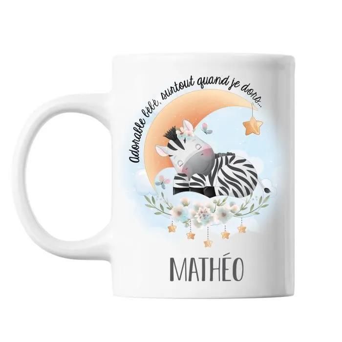 Mug Mathéo Adorable Bébé Quand Je Dors Zèbre | Cadeau Bébé Et Naissance
