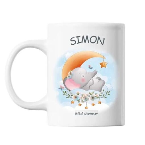 Mug - Simon - Bébé D'amour - Élément Éléphant - Céramique - 325 Ml