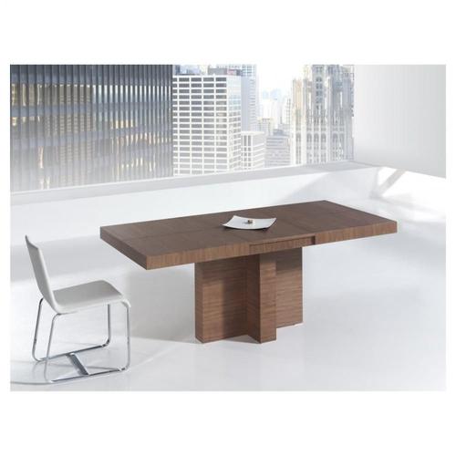 Table Repas Extensible Totem 8 Couverts 135/229x90cm Pied Bois Plateau Noyer