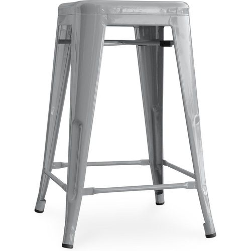 Tabouret De Bar Bistrot Metalix Design Industriel En Métal - 60 Cm - Nouvelle Edition Gris Clair