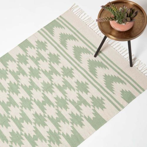 Tapis Kilim En Coton Vert Turin 240 X 300 Cm