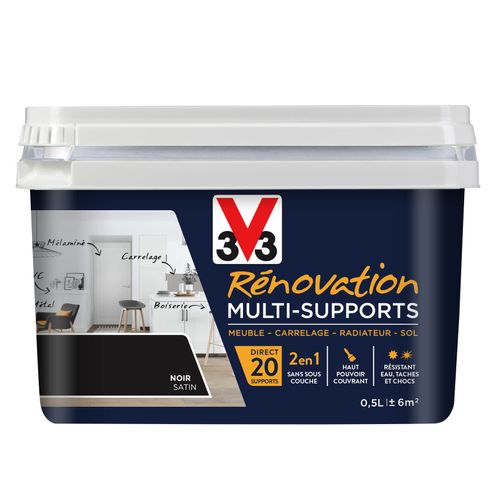 Peinture Rénov multi-supports Satin Noir Pot 0.5l