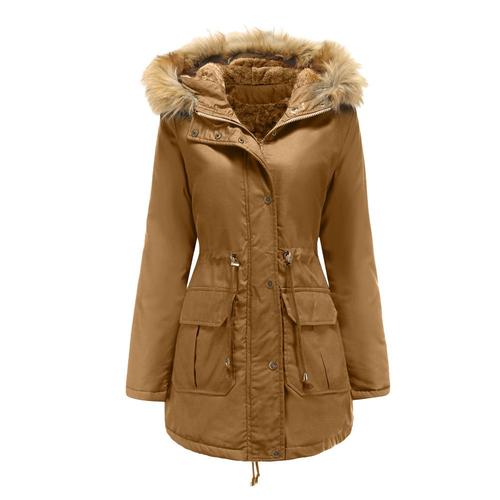 Parka Femme,Chaleureuse Doudoune Femme D'automne D'hiver,Manteau Femme Longue À Capuche Fausse Fourrure Grande Taille