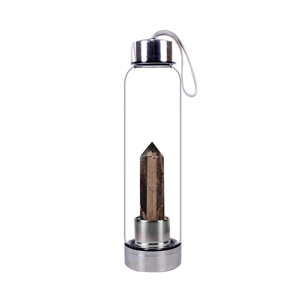 550ml - Quartz Fum - Bouteille D'eau En Pierre De Clip Natu...