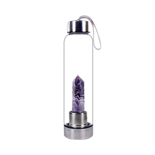 550ml - Amethyste De Rêve - Bouteille D'eau En Pierre De Clip Naturel, Obélisque De Guérison, Baguette D'élixir, Quartz, Gemme Colorée, Livraison Directe