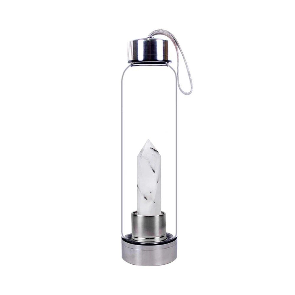 550ml - Quartz Noir - Bouteille D'eau En Pierre De Clip Natu...