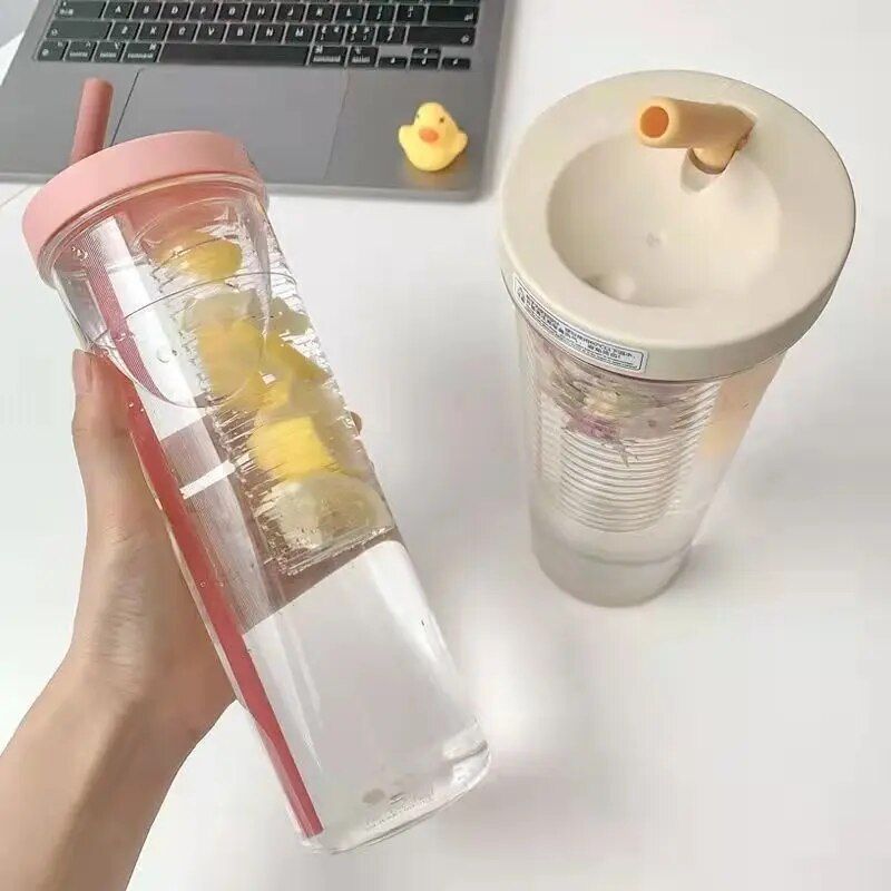 800 Ml Noir - Poinbouteille D'eau Avec Paille Pliable De 700... - 3