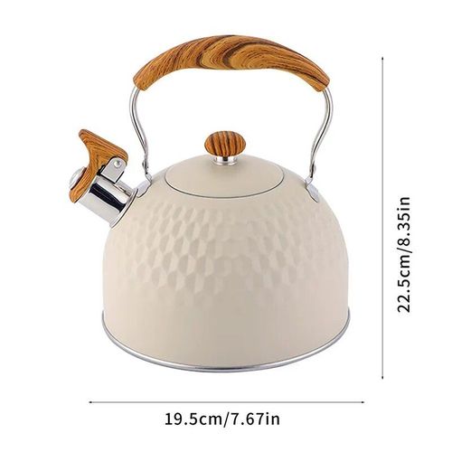 2.5l - Beige-2 - Bouilloire Avec Sifflet À Fond Plat 2,5 L, Casserole Européenne En Acier Inoxydable De Grande Capacité, Chaudière À Eau Classique Pour Toutes Les Cuisinières