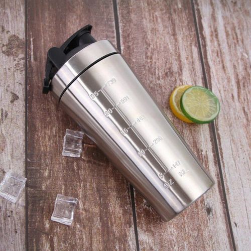Argent - Bouteille Shaker En Acier Inoxydable Avec Réball, Shaker En Métal, Fuite-Vert, 10000 Shakes
