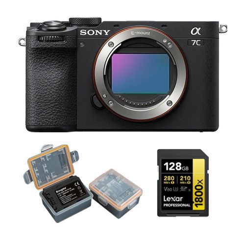 Sony Alpha A7C II Corps Noir+Carte mémoire Lexar Professional 128Go SDXC 1800x UHS-II+Kingma 2000 mAh (Sony NP-FZ100) Batterie