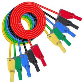 Zunedhys 5 PièCes Empilable Banane à Fiche Banane Fils De Test Câble De Test éLectrique Souple 3.3Ft/1M Pour MultimèTre 1000V 15A