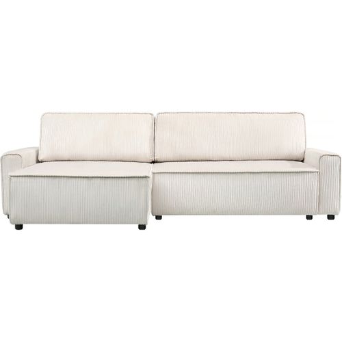 Canapé D'angle Convertible Et Reversible En Velours Côtelé "Montaigne" - 3 Places - Beige