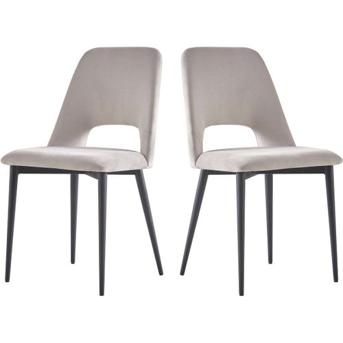 Lot De 2 Chaises En Velours "Fedora" - Gris Clair