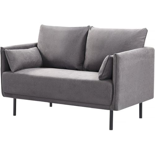 Canapé Fixe Tissu "Rudy" - 132 X 78 X 88 Cm - 2 Places - Gris Foncé
