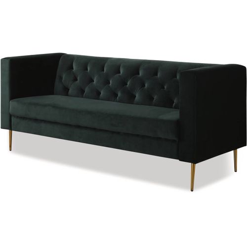 Canapé Fixe En Velours Bruce - 196 X 76 X 82 Cm - 3 Places - Vert Foncé