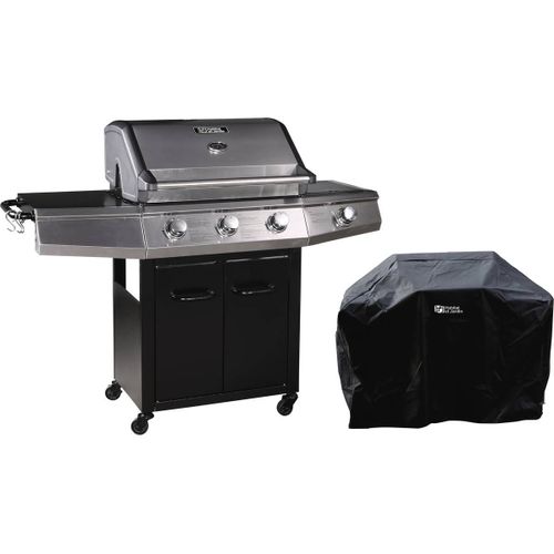 Barbecue Gaz avec LED Bingo 4 - 4 brûleurs dont 1 latéral - 14kW + Housse protection - Noir
