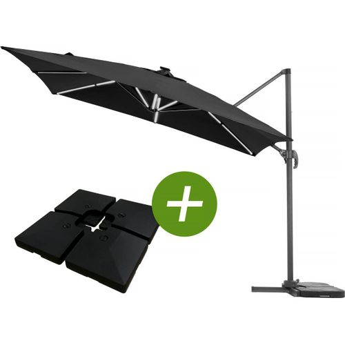 Parasol Jardin D?Port? Led Alu Sun 4 Luxe - Rectangle - 3 X 4 M - Dalles ? Lester Incluses