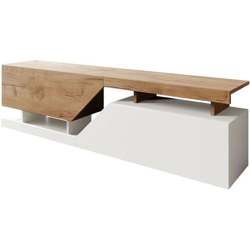 Meuble Tv "Ceelias" - 160 X 46 X 35 Cm - Blanc/Marron