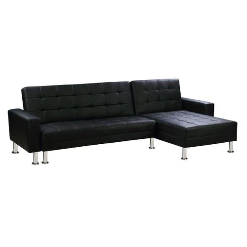 Canapé D'angle Convertible Et Réversible Theo - 258 X 82/147 X 82 Cm - 4 Places - Noir