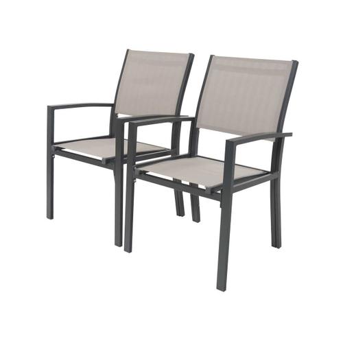 Fauteuil Jardin Alu/Textilène Tropic - Phoenix - Taupe - Lot De 2