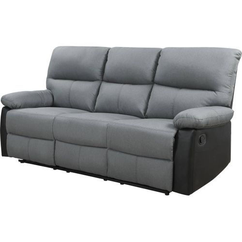 Canapé Relax "Lincoln" - 197 X 89 X 103 Cm - 3 Places - Noir / Gris Foncé