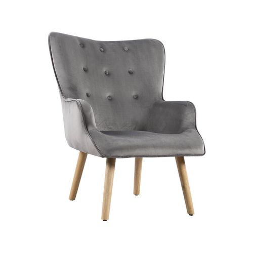 Fauteuil Style Scandinave Velours Odense - 73 X 81 X 92.5 Cm - 1 Place - Gris