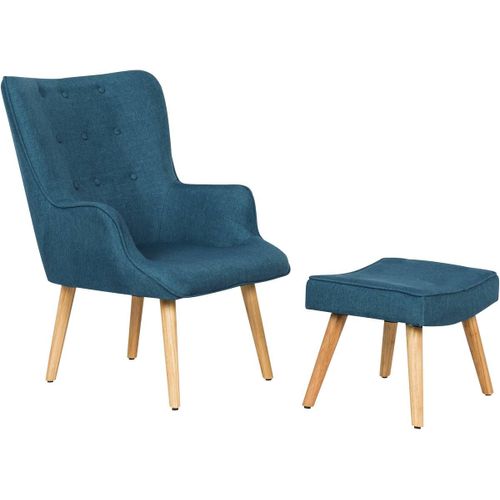 Fauteuil Style Scandinave En Tissu Odense - 1 Place - Bleu Foncé